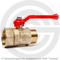Кран латунный Ду-25 (1") Ру-16 ВР-НР (ВН-НАР) рычаг ГАЛЛОП ПРАКТИК 121