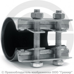 Хомут ремонтный односторонний оцинкованный Ду-100 (Дн 101-110) L=162мм Сансфера