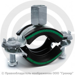 Хомут крепежный оцинкованный с резиновой прокладкой (Дн 25-30) (3/4") М8/М10 б/к Mupro Optimal