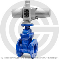 Задвижка чугунная фланцевая Ду-100 Ру-16 (Т<120°С) 30ч939р с электроприводом (380 В)