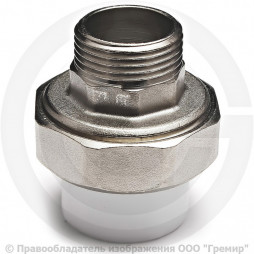 Муфта PP-R комбинированная разъемная белая НР (НАР) Дн 25-3/4" RTP (РосТурПласт)