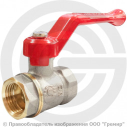 Кран латунный Ду-40 (1 1/2") Ру-25 ВР (ВН) муфтовый никель рычаг VALFEX 11Б27фт1М