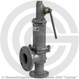 Клапан предохранительный пружинный угловой стальной фланцевый Ду-80 Рср=3бар Рн=3…5бар (Т<450°С) с ручным подрывом 17с6нж Арма-Пром