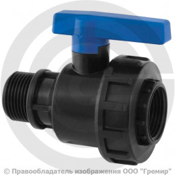 Кран ПНД компрессионный Дн 1/2"-1/2" ВР-НР (ВН-НАР) Ру-10 RTP (РосТурПласт)