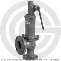 Клапан предохранительный пружинный угловой стальной фланцевый Ду-80 Рср=5бар Рн=5…8бар (Т<450°С) с ручным подрывом 17с6нж Арма-Пром