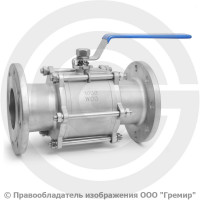 Кран нержавеющий AISI 304 (CF8) трехсоставной фланцевый Ду-100 (4") Ру-16 NK-BF100/4