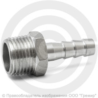 Штуцер под шланг "елочка" нержавеющий AISI 304 Ду 20-20мм (3/4"-20мм)