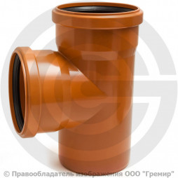 Тройник НПВХ (ПВХ) с раструбом коричневый Дн 250-125 87гр б/нап в/к Ostendorf KGEA