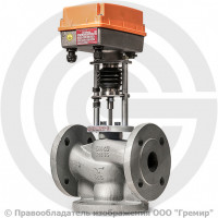 Клапан регулирующий смесительно-разделительный чугунный фланцевый Ду-20 Ру-16 Kvs=6.3 м3/ч с электроприводом 3-х позиционным TSL-1600-25-1-230-IP67 230В TRV-3 Теплосила
