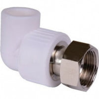 Угольник PP-R комбинированный белый с накидной гайкой Дн 20-3/4" RTP (РосТурПласт)