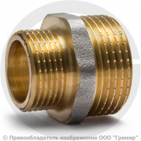 Ниппель латунный переходной НР (НАР) Ду 50-20 (2"- 3/4") никель Aquasfera