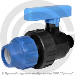 Кран ПНД компрессионный Дн 40-1" Ру-10 НР (НАР) RTP (РосТурПласт)