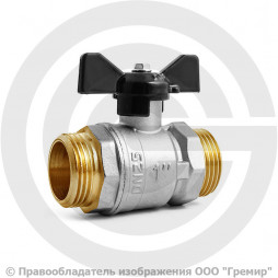 Кран латунный Ду-25 (1") Ру-40 НР (НАР) никель бабочка LD Pride 47.25.Н-Н.Б.