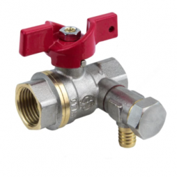 Кран латунный со спускником Ду-15 (1/2") Ру-40 ВР (ВН) никель полнопроходной бабочка Aquasfera 1013