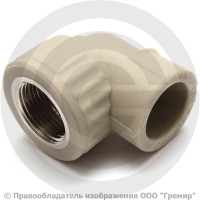 Угольник PP-R комбинированный серый ВР (ВН) Дн 16-1/2" 90 гр Wavin Ekoplastik