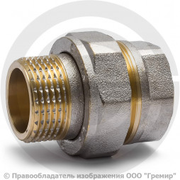 Американка (соединитель) латунная прямая ВР-НР (ВН-НАР) Ду-15 (1/2") никель Aquasfera