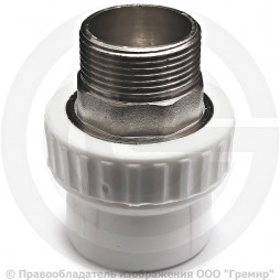 Муфта PP-R комбинированная под ключ белая НР (НАР) Дн 40-1 1/4" RTP (РосТурПласт)