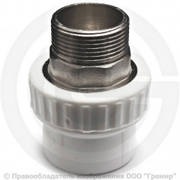 Муфта PP-R комбинированная под ключ белая НР (НАР) Дн 32-1" RTP (РосТурПласт)