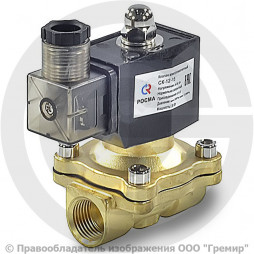 Клапан электромагнитный латунный Ду-15 (1/2") Ру-7 ВР (ВН) с катушкой 24В (Т<90°С) НЗ СК-12 Росма