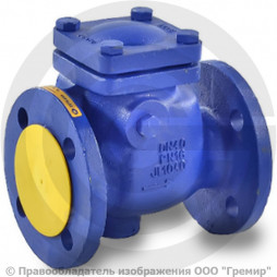 Клапан обратный поворотный чугунный фланцевый Ду-150 Ру-16 (Т<300°С) заслонка нерж 302A Zetkama