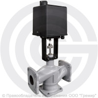 Клапан регулирующий трехходовой смесительный чугунный фланцевый Ду-40 Ру-16 Kvy=40 м3/ч с электроприводом LEA-2500 220В с датчиком 4-20mA Энерготехномаш