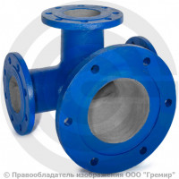 Тройник с пожарной подставкой фланцевый ППТФ Ду 500-500 (L=1000-500) ВЧШГ с ЦПП цинк+AL ГОСТ ISO 2531-2012