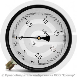 Манометр радиальный диаметр 160мм 0-25 кгс/см2 (0-2,5 МПа) М20х1,5 МТ-160 Багория