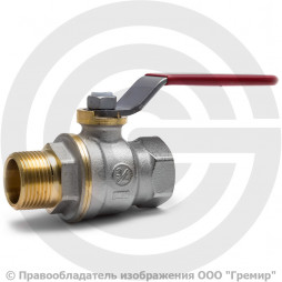 Кран латунный Ду-15 (1/2") Ру-42 ВР-НР (ВН-НАР) никель полнопроходной рычаг Giacomini R914L