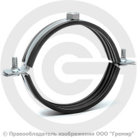 Хомут крепежный оцинкованный с резиновой прокладкой Ду-80 (Дн 87-94) (3") М12 б/к Хомут крепежный оцинкованный с резиновой прокладкой Ду-80 (Дн 87-94) (3") М12 б/к