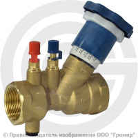 Клапан балансировочный ручной латунный муфтовый Ду-15 Ру-25 ВР (ВН) Kvs=2.5м3/ч с измерительными ниппелями OR