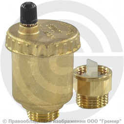 Воздухоотводчик автоматический латунный Ду-15 (1/2") Ру-10 НР (НАР) прямой с запорным клапаном Icma 707