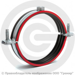 Хомут крепежный оцинкованный с резиновой прокладкой Ду-80 (Дн 87-92) (3") ±2мм М10 б/к