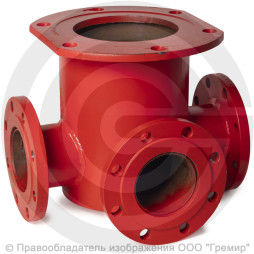 Тройник с пожарной подставкой фланцевый ППТФ стальной Ду 100-50 Ру-10 КЗСД