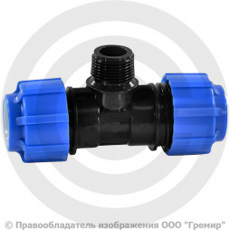 Тройник ПЭ компрессионный Дн 32-3/4"-32 Ру-16 НР (НАР) VALFEX