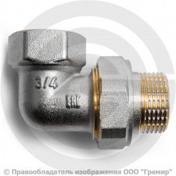 Американка (соединитель) латунная угловая ВР-НР (ВН-НАР) Ду-20 (3/4") никель Aquasfera