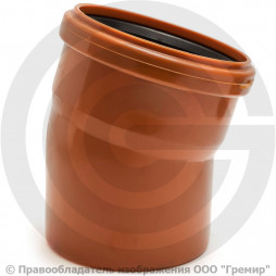 Отвод НПВХ (ПВХ) с раструбом коричневый Дн 160 15гр б/нап в/к Ostendorf KGB