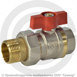 Кран латунный Ду-32 (1 1/4") Ру-40 ВР-"Американка" полнопроходной бабочка Ридан BVR-FR