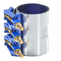 Хомут ремонтный нержавеющий с чугунным замком Ду-250 (Дн 270-280) 3 болта L=200мм Benarmo Хомут ремонтный нержавеющий с чугунным замком Ду-250 (Дн 270-280) 3 болта L=200мм Benarmo