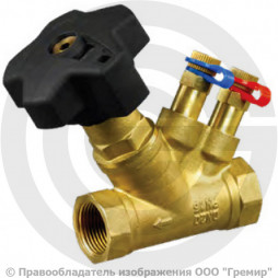 Клапан балансировочный ручной латунный муфтовый Ду-20 Ру-16 ВР (ВН) Kvs=2.86м3/ч с измерительными ниппелями MVT-R LF Ридан