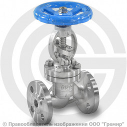 Клапан запорный нержавеющий фланцевый Ду-100 Ру-40 (Т<250°С) 15нж22нж Китай