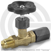 Клапан запорный игольчатый латунный Ду-15 (1/2") Ру-25 ВР-НР (ВН-НАР) G1/2" без фланца с маховиком Wika Клапан запорный игольчатый латунный Ду-15 (1/2") Ру-25 ВР-НР (ВН-НАР) G1/2" без фланца с маховиком Wika