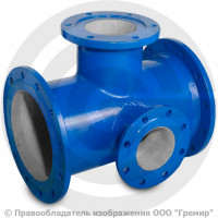 Тройник с пожарной подставкой фланцевый ППТФ Ду 350-200 ВЧШГ с ЦПП цинк+AL ГОСТ ISO 2531-2012