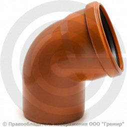 Отвод НПВХ (ПВХ) с раструбом коричневый Дн 200 67гр б/нап в/к Ostendorf KGB