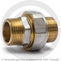 Американка (соединитель) латунная прямая НР (НАР) Ду-20 (3/4") никель Aquasfera