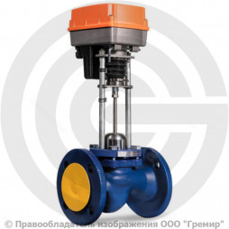 Клапан запорно-регулирующий односедельный чугунный фланцевый Ду-25 Ру-16 Kvs=4 м3/ч с электроприводом 3-х позиционным TSL-1600-25-1-230-IP67 230В TRV Теплосила