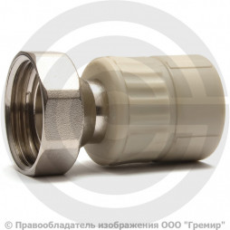 Переход PP-R серый с накидной гайкой Дн 20-1/2" Wavin Ekoplastik