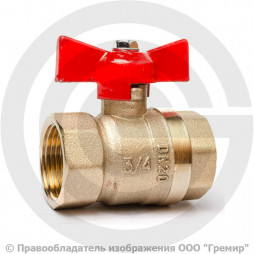 Кран латунный Ду-20 (3/4") Ру-40 ВР (ВН) муфтовый бабочка ГАЛЛОП Стандарт 230