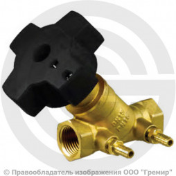 Клапан балансировочный ручной латунный муфтовый Ду-50 Ру-16 ВР (ВН) Kvs=16м3/ч с измерительными ниппелями MNT-R Ридан