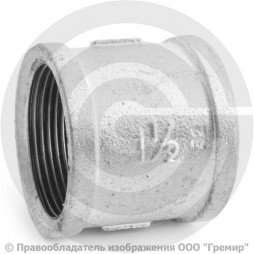 Муфта чугунная оцинкованная ВР (ВН) Ду 40 (1 1/2")