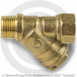 Фильтр сетчатый Y-образный латунный Ду-25 (1") Ру-20 ВР-НР (ВН-НАР) (Т<150°С) под пломбу Aquasfera 4002